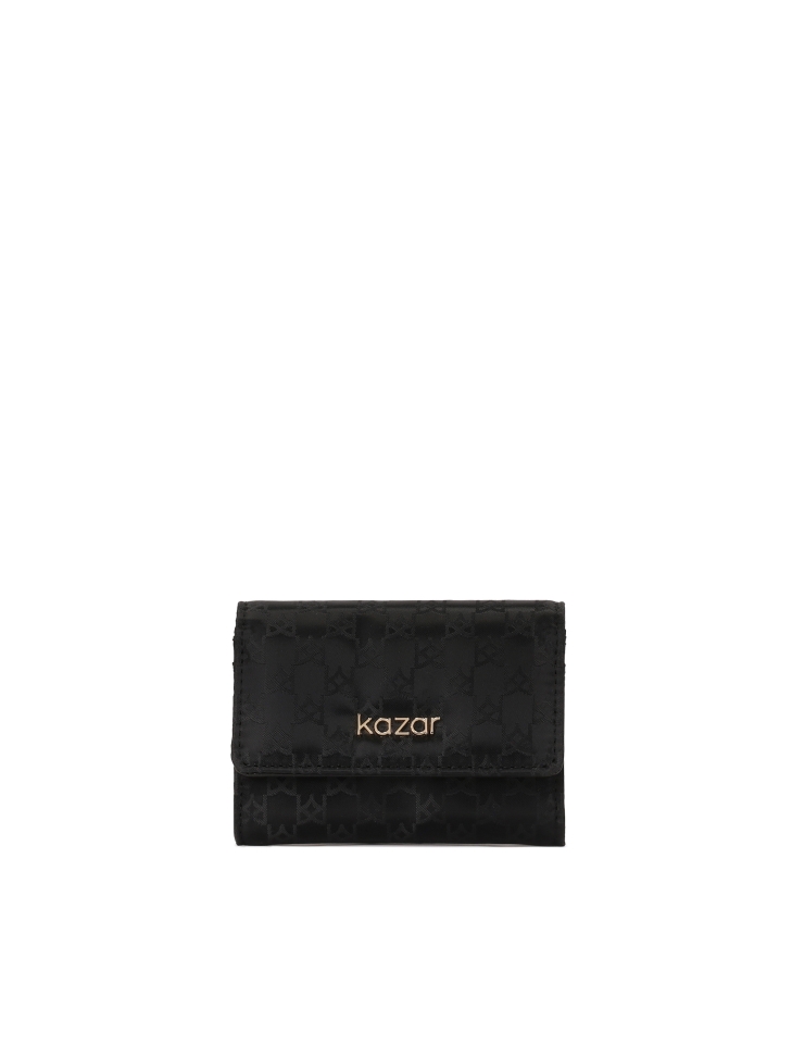 Logo-textured black fabric wallet