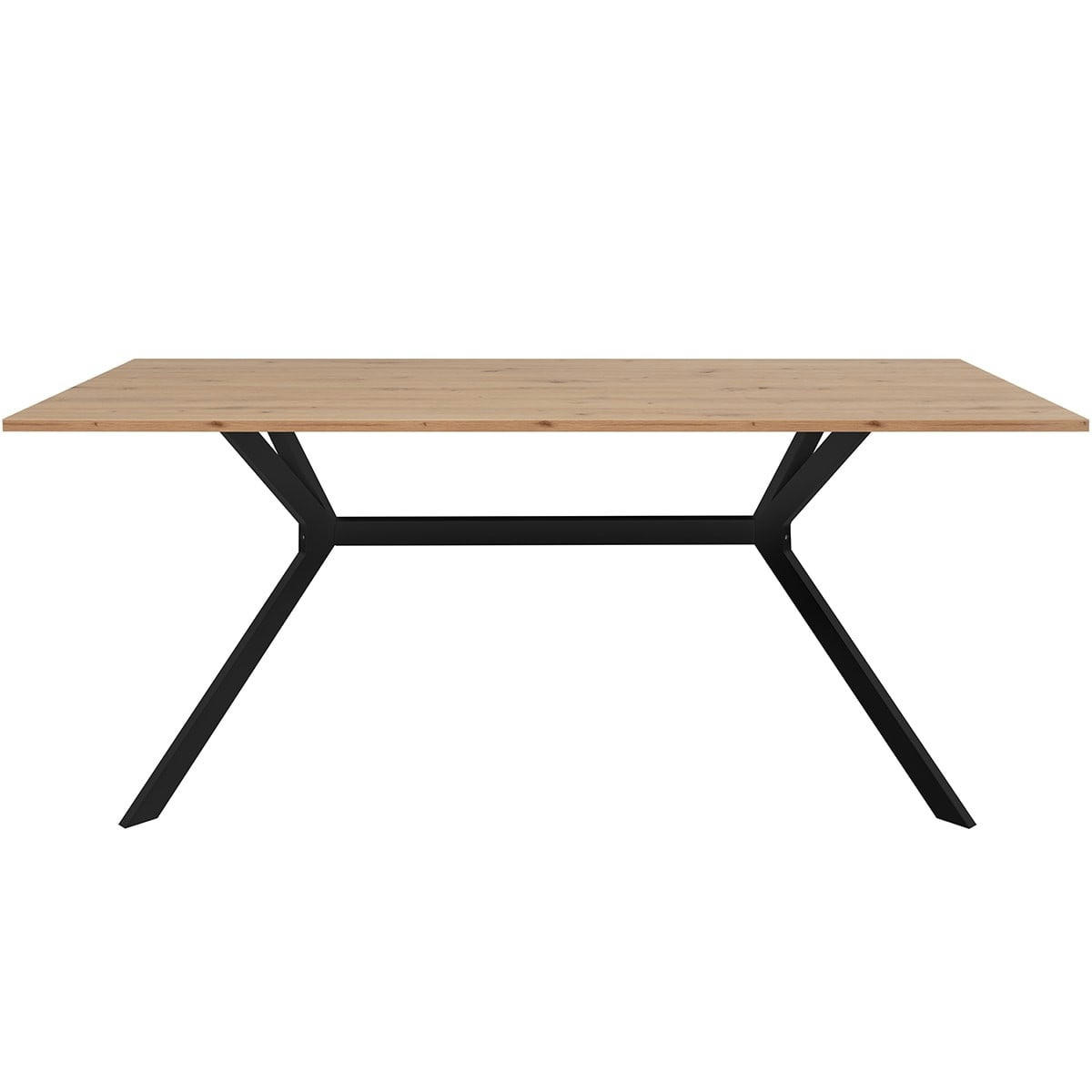 VELIA - Table à manger effet chêne clair, piètement noir 180 cm