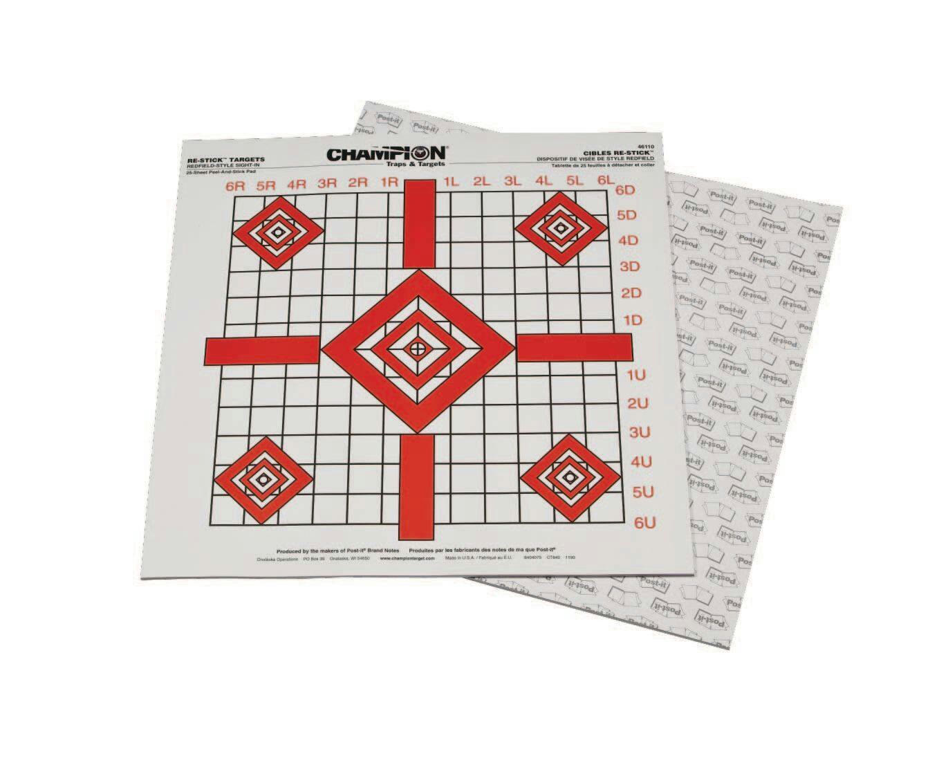 Champion Re-Stick 100-Yard Redfield Sight-In Shooting Targets, 16 x 16-in, 25-pk