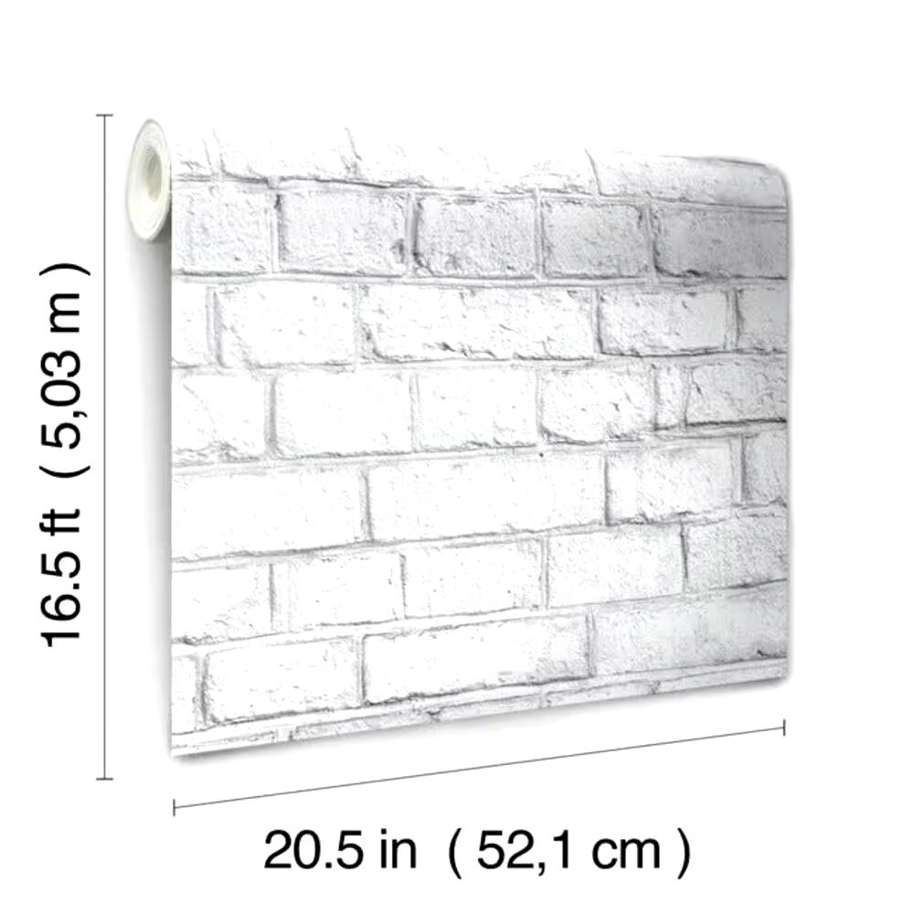 RoomMates Peel & Stick Removable Wallpaper, Repositionable & Washable, 20.5-in x 16.5-ft, White Brick