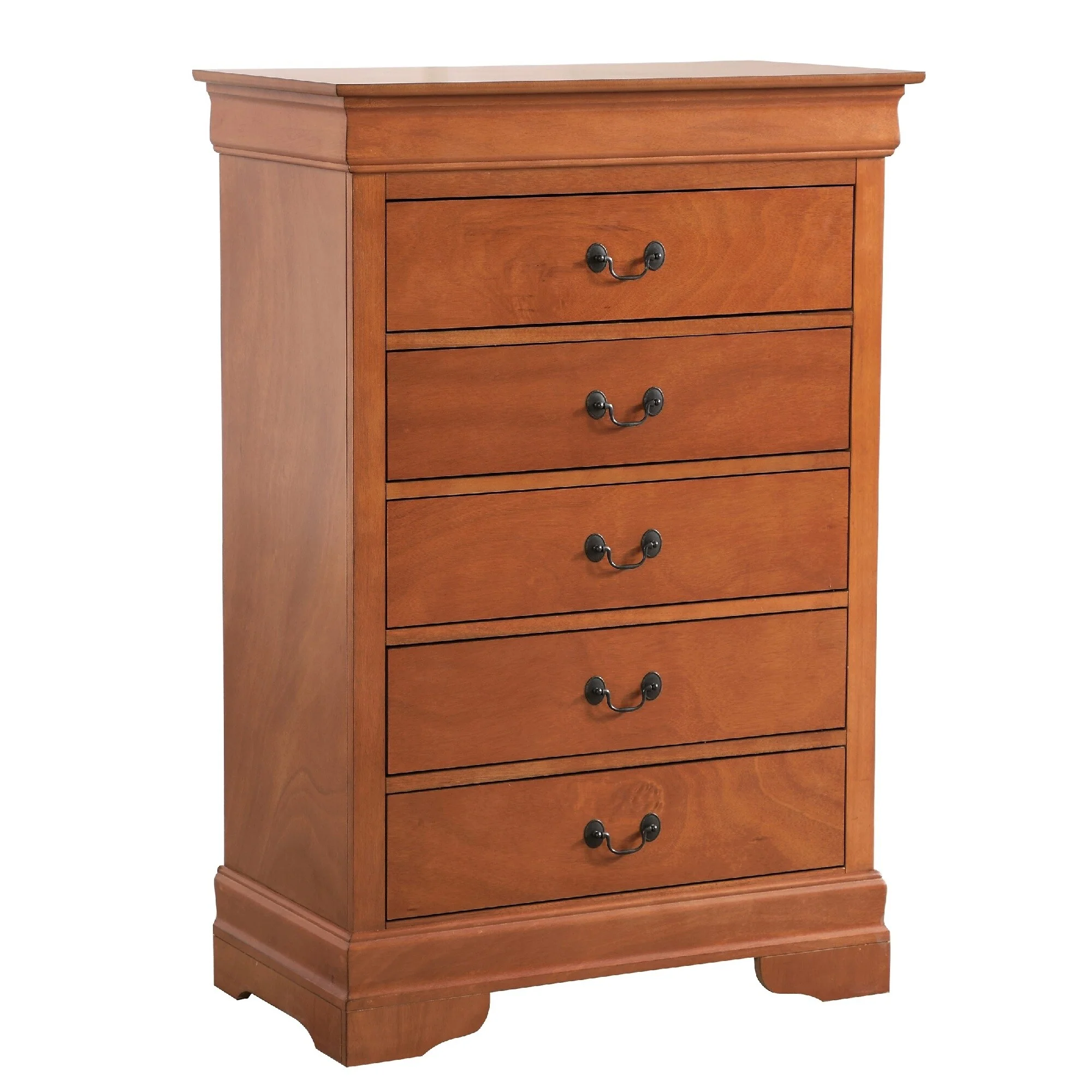 Wooden Bedroom Chest with Five Drawers - 48 - Brown