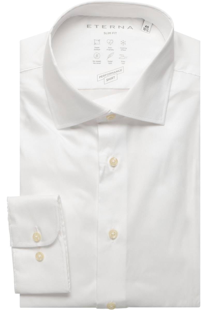 ETERNA Performance Slim Fit Tencel Hemd weiss, Einfarbig