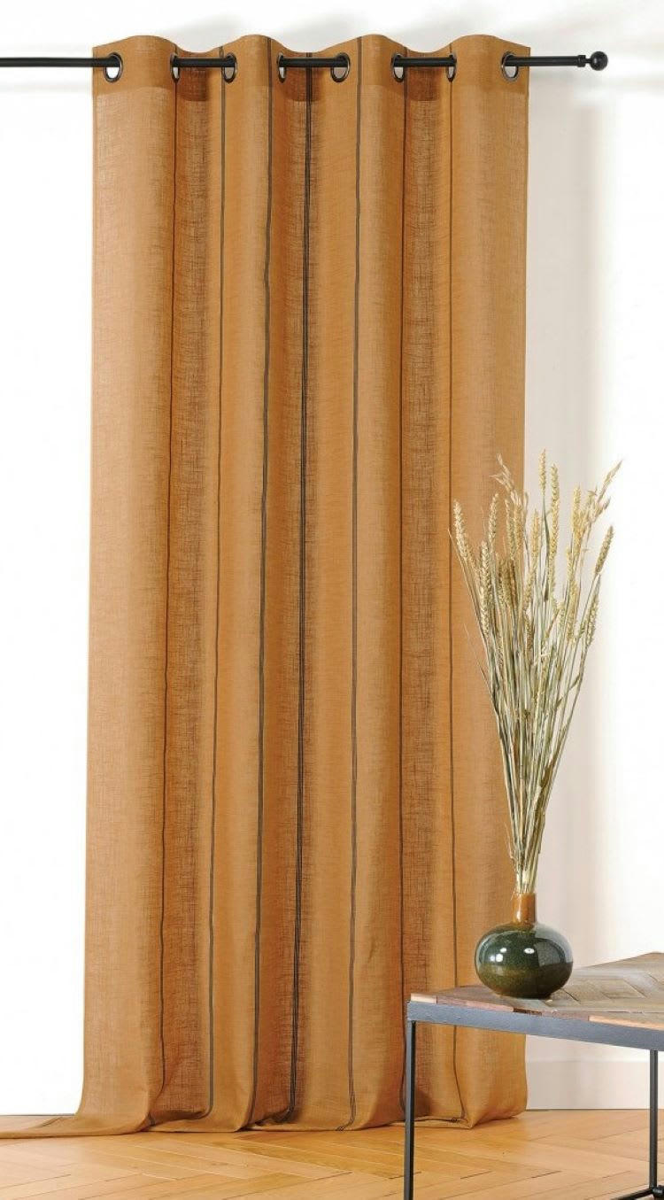 JEANNE - Rideau naturel chic moutarde 145x260cm