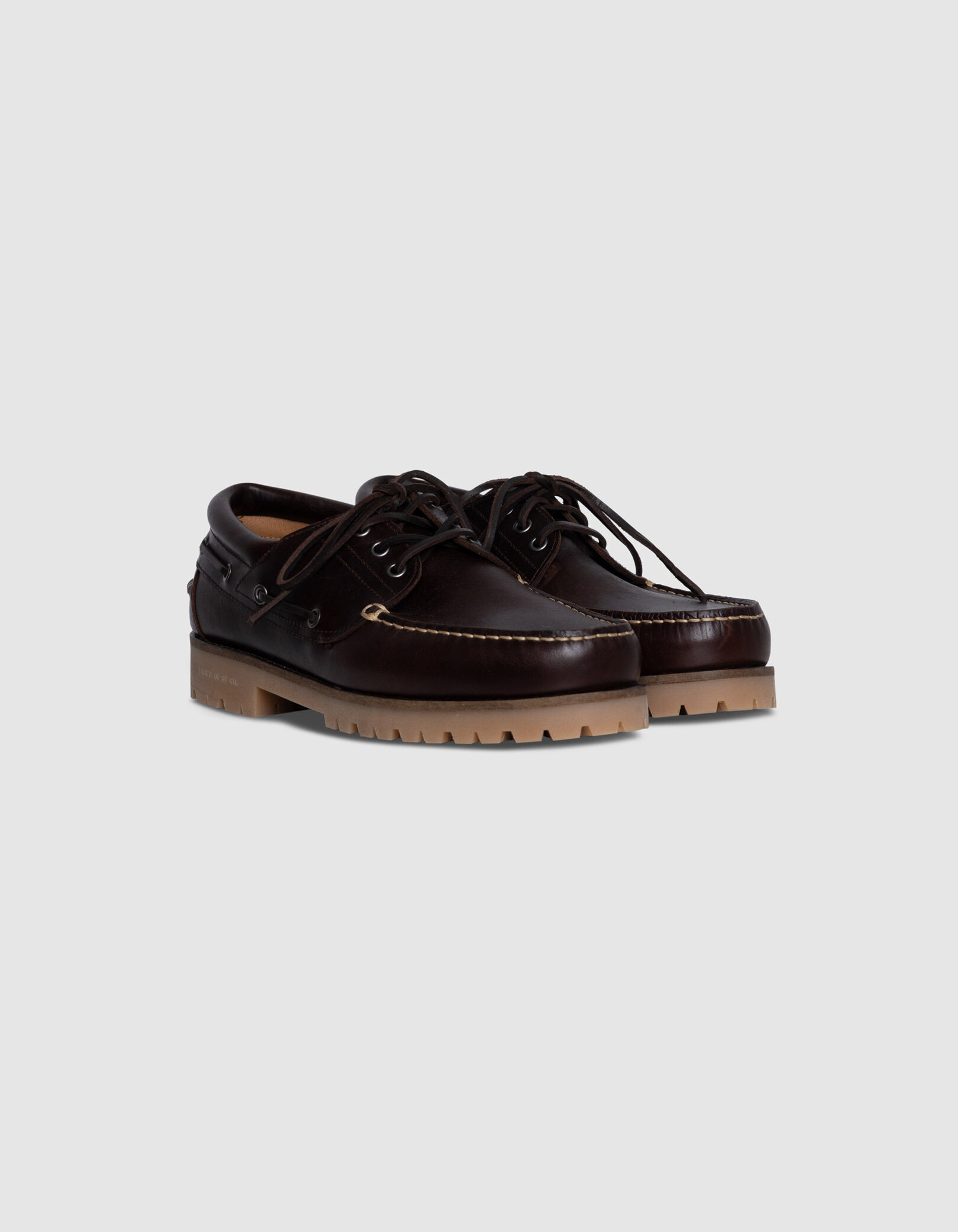 Chaussures bateau marron cuir Homme