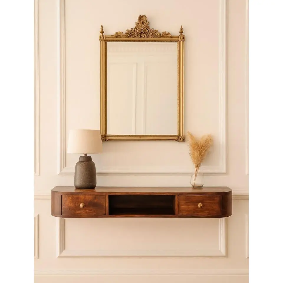 Artisan Furniture Massief houten Lunar wandgemonteerde kastanjehouten console