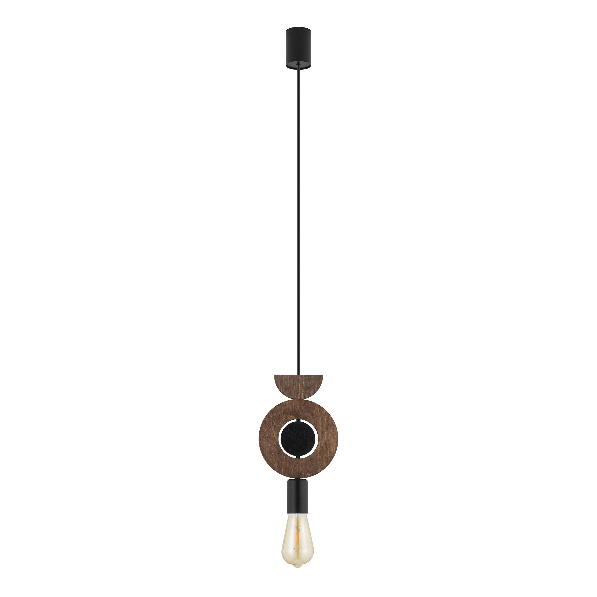 Lampa wisząca ciemne drewno-czarna DROPS WOOD D 1xE27x25W Nowodvorski