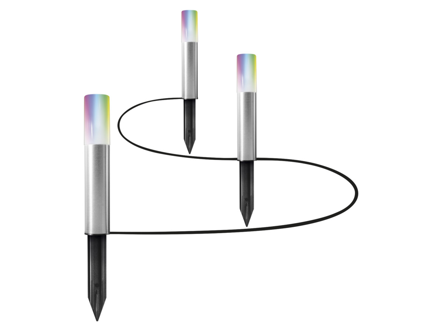 Lampy ogrodowe wbijane w ziemię Smart Wifi kpt. 3 szt. srebrne