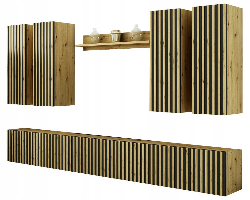 Mebloscianka Loft Z Lamelami Zestaw Trend-4 Dab Artisan