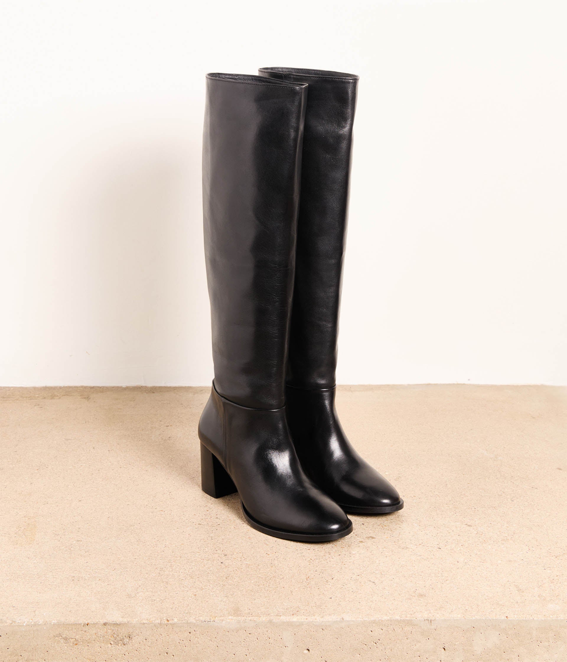 Cuissardes cuir noir Edwina