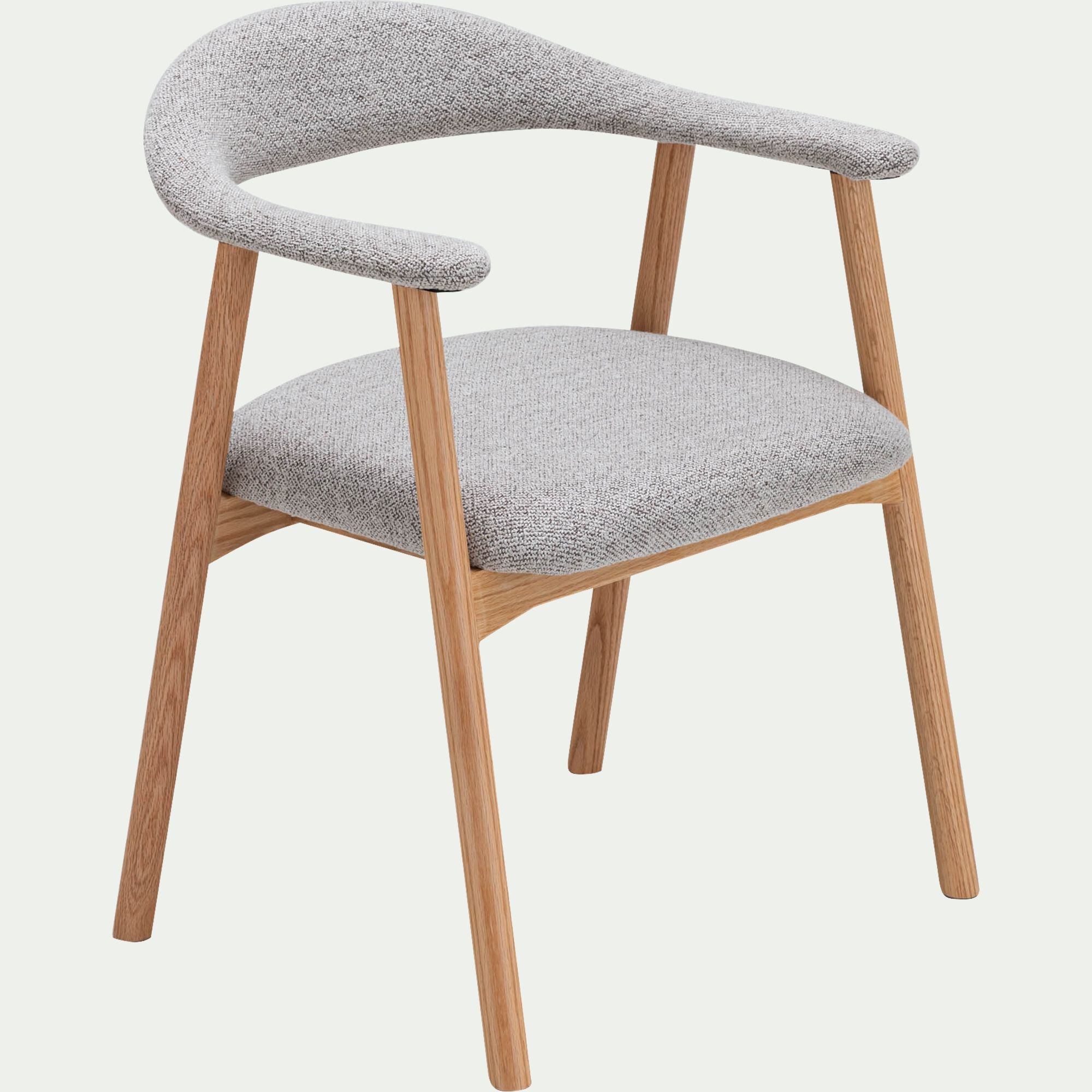ADDI - Chaise de repas avec accoudoirs en bois et tissu - gris