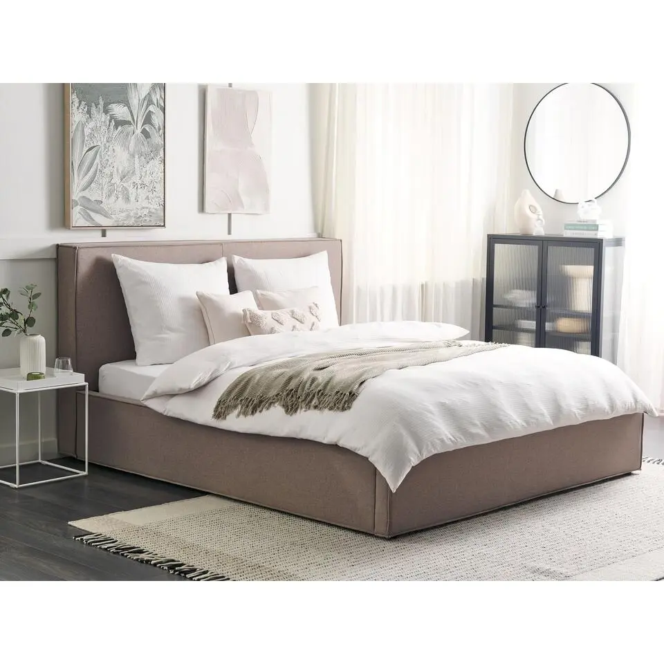 MOISSAC - Bed - Taupe - 180 x 200 cm - Polyester