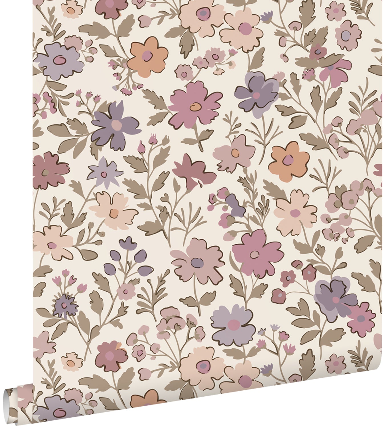 ESTAhome behang bloemetjes paars, roze en wit - 53 cm x 10.05 m - 131323