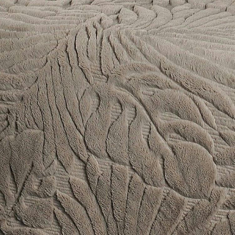 GRAZIA - Dessus de lit feuillages polyester taupe 240x260cm