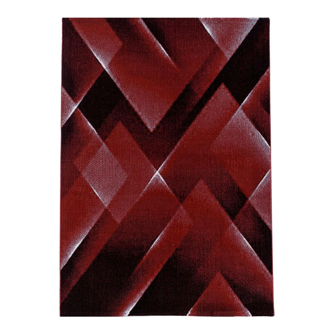 CHOUCAS - Tapis géométrique design en polypropylène rouge 160x230