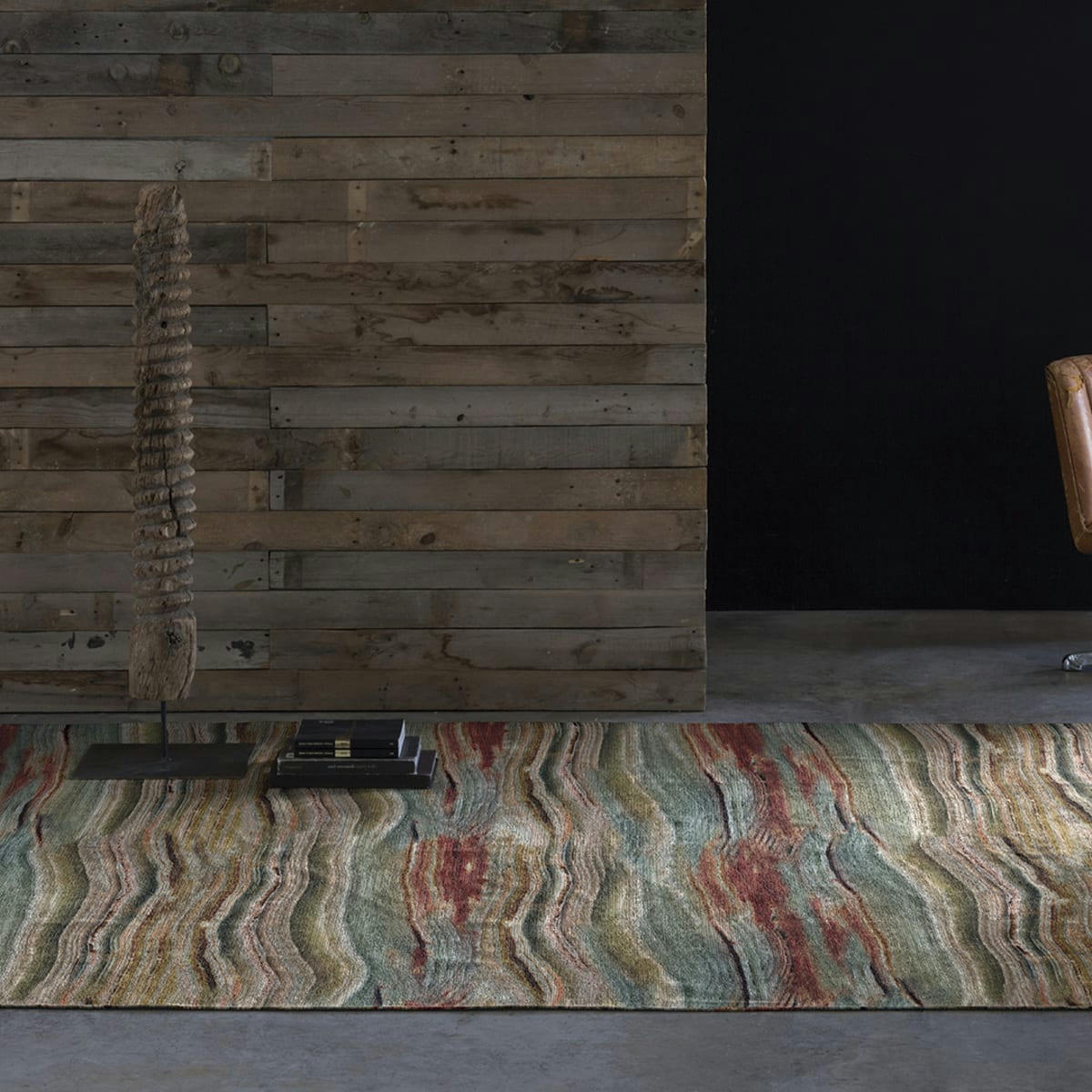 WATER - Tapis courbe contemporaine en polyester multicolore 80x150