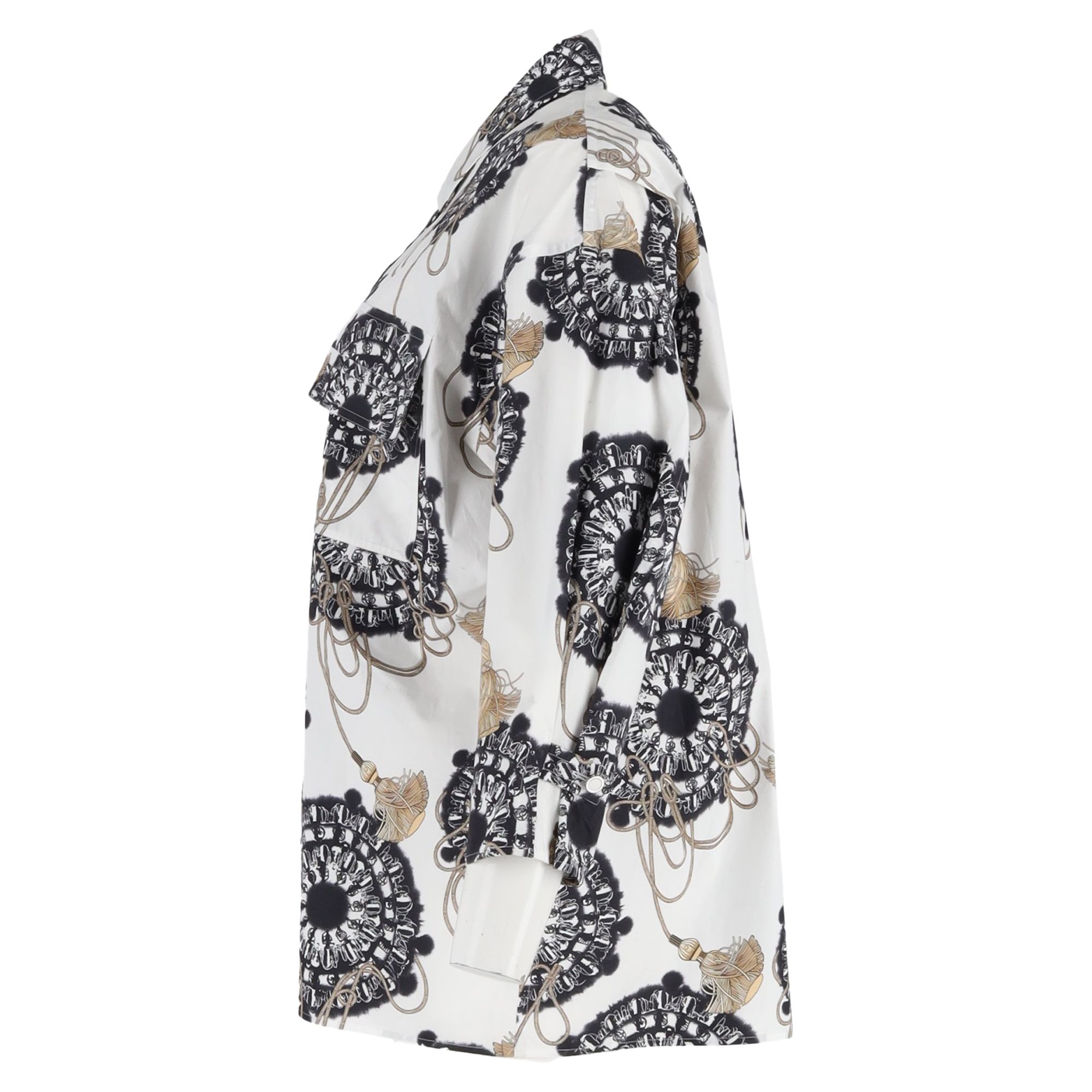 Hermes Preloved Cliquetis Aquarelle Printted Shirt in White Cotton