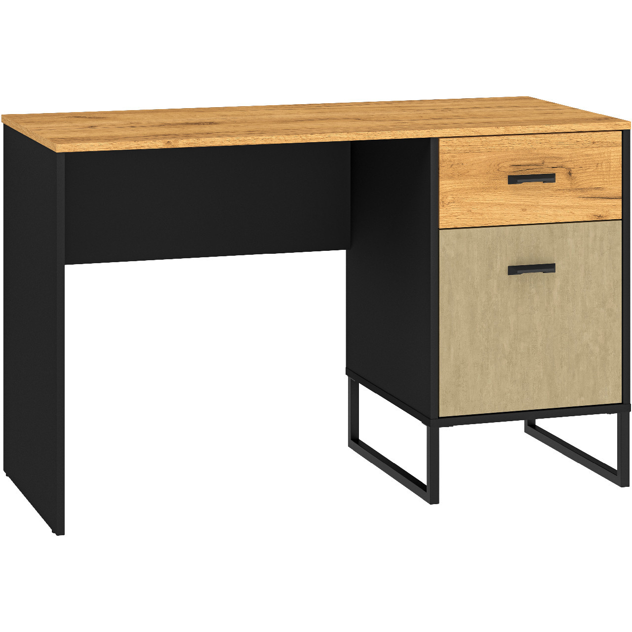 Biurko BLINT 07 dąb craft złoty / czarny / stal premium