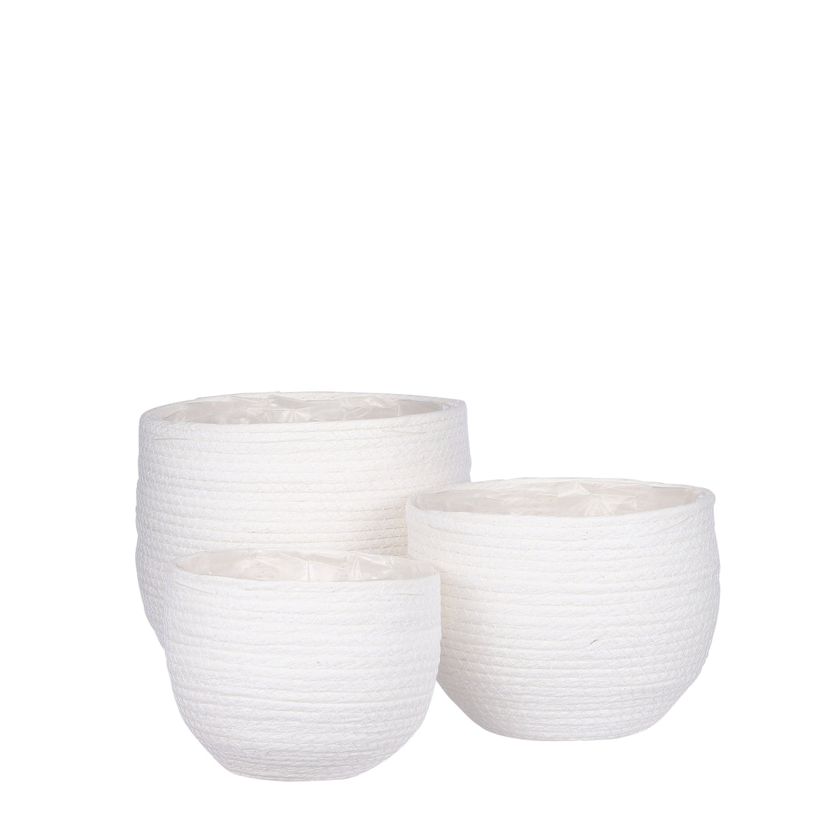 Mica Decorations Jorck Plantenmand - Set van 3 - H24 x Ø26 cm - Off White