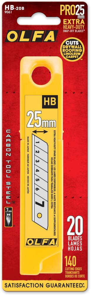 OLFA HB-20B 9061 Extra Heavy-Duty Snap-Off Blades, 25-mm, 20-pk