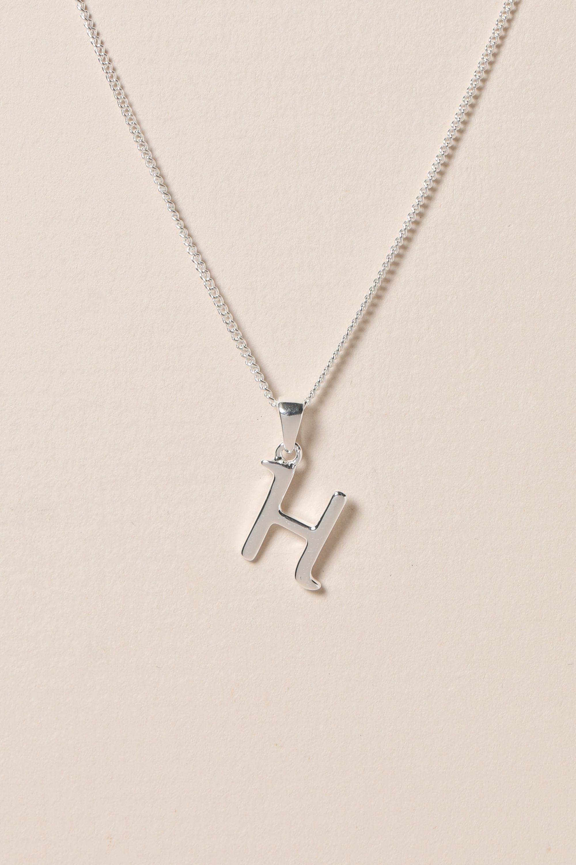 Simply Silver Sterling Silver 925 Initial Pendant - H