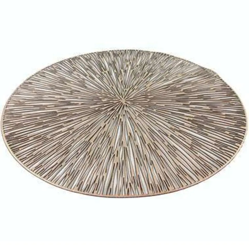 Bellatio design Placemats - 6 stuks - geponst - goudkleurig - 38 cm