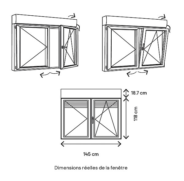 Fenêtre PVC 2 vantaux oscillo-battant   volet roulant électrique GoodHome blanc - l.140 x h.115 cm