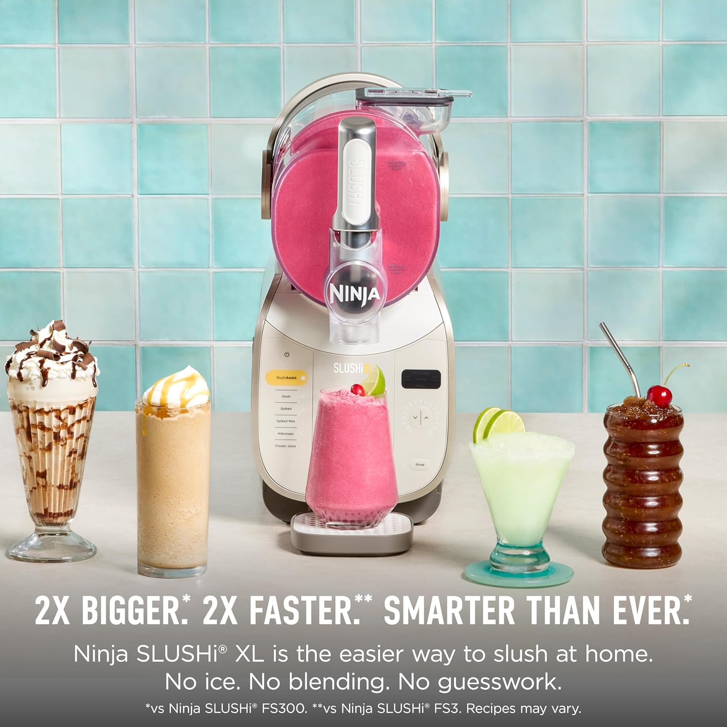 Ninja SLUSHi XL Smart Frozen Drink Maker & Slushi Machine | With SlushAssist Technology |128 oz. Capacity | Sodas, Margaritas, Frappes, Milkshakes & More | Crema | FS601BR