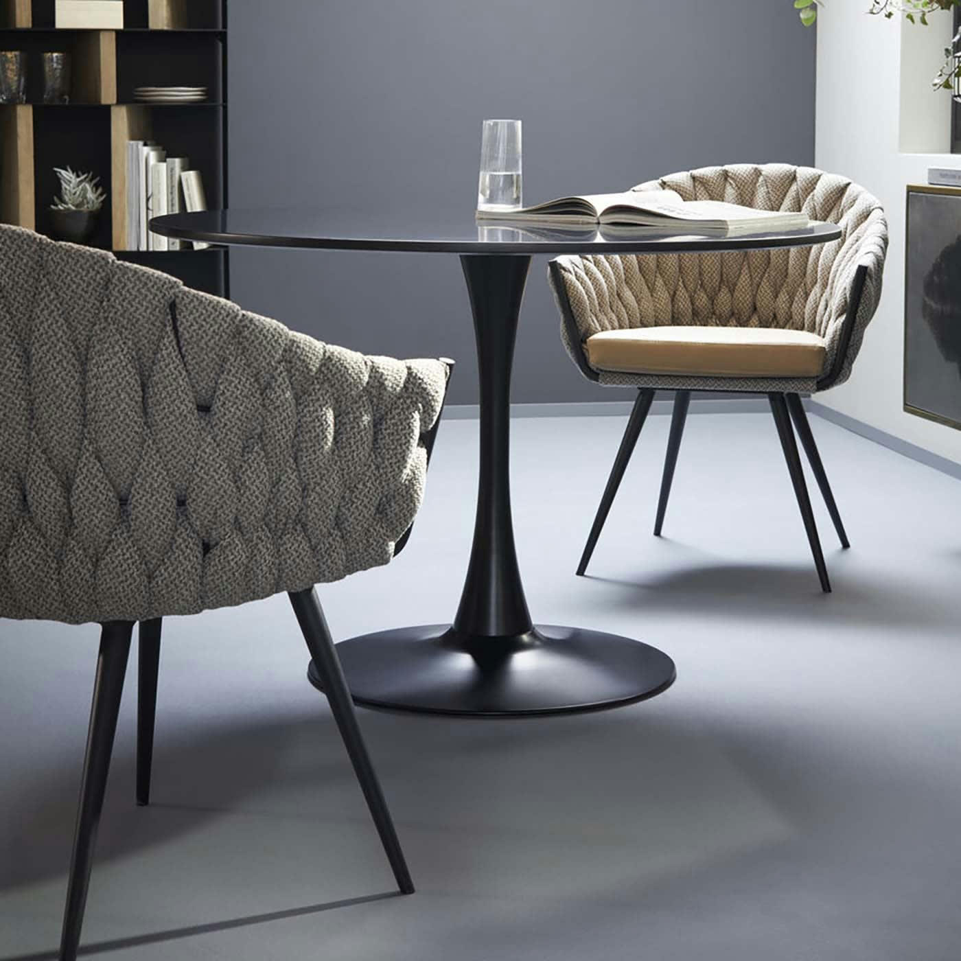 KNOT - Chaise avec accoudoirs bicolore marron et acier