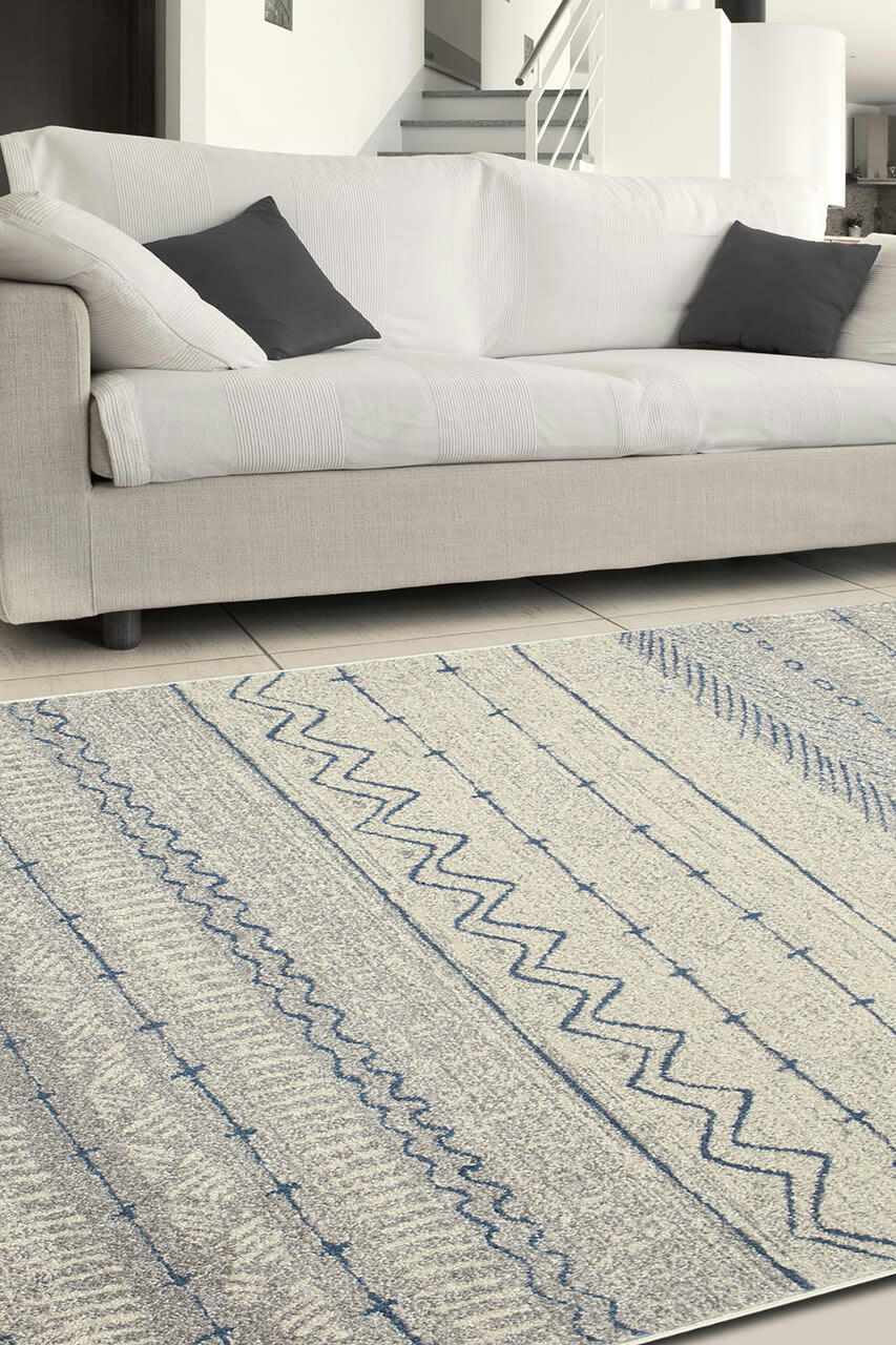 SPIRIT - Tapis de salon en polypropylène bleu 200x290 cm