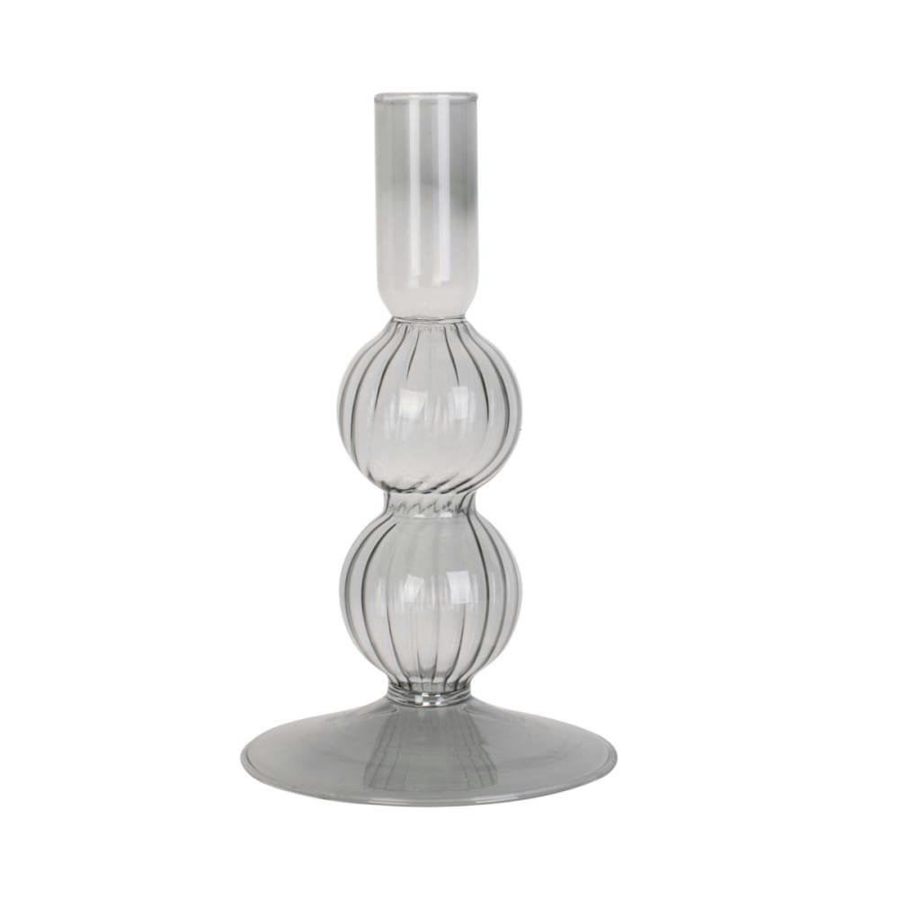 - Bougeoir en verre noir H16cm