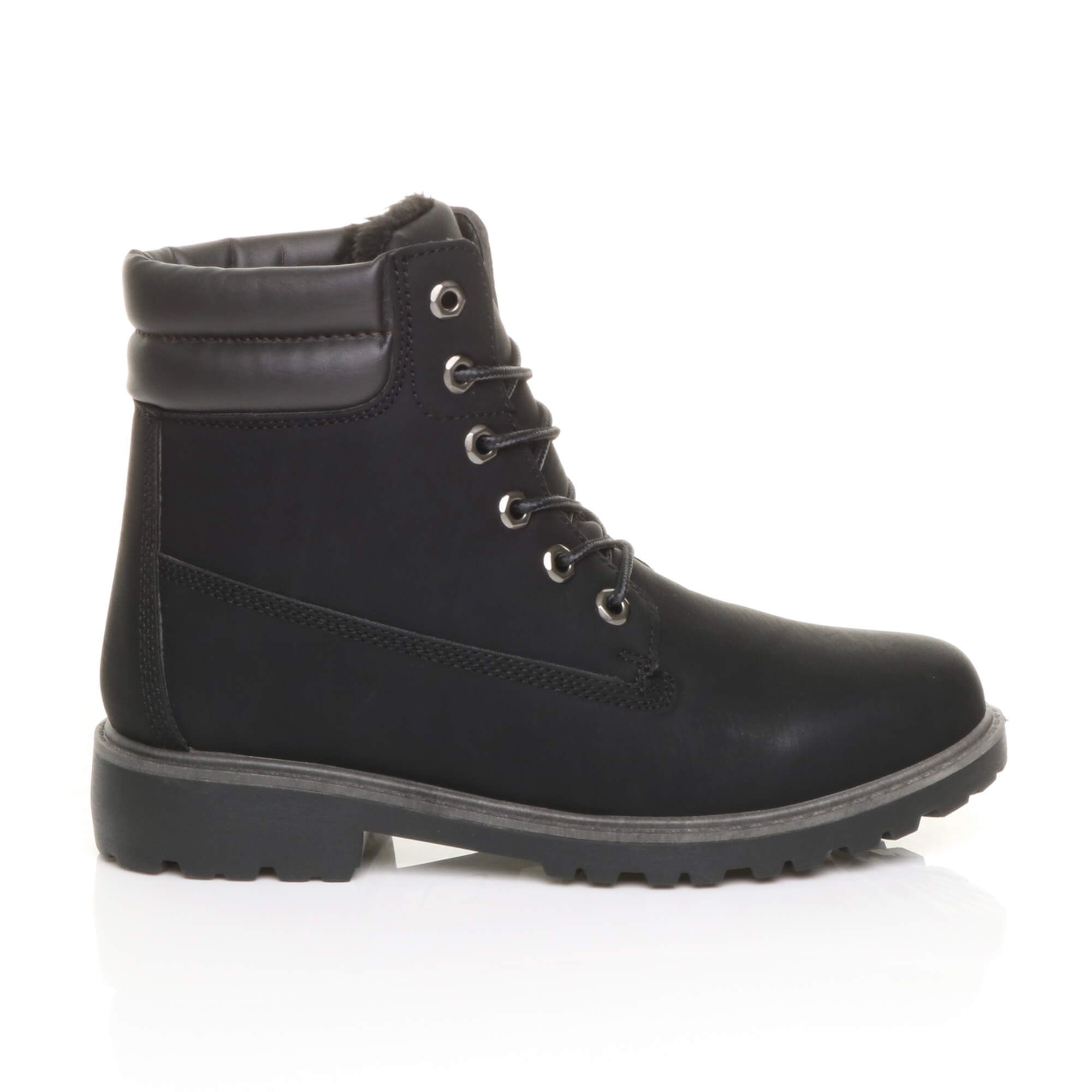 AJVANI Low Heel Lace Up Biker Worker Boots