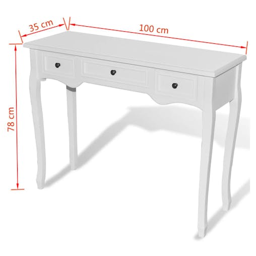 NNEVL Dressing Console Table with Three Drawers White
