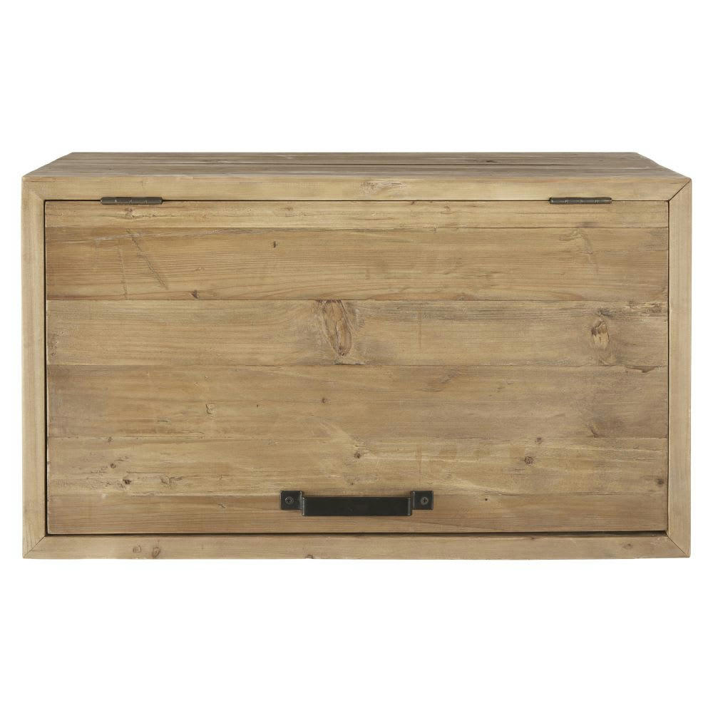 Aubagne - Meuble haut de cuisine 1 porte en pin recyclé effet vieilli