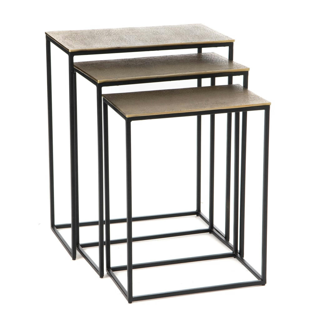 - Set de 3 mini consoles en fonte d'aluminium doré