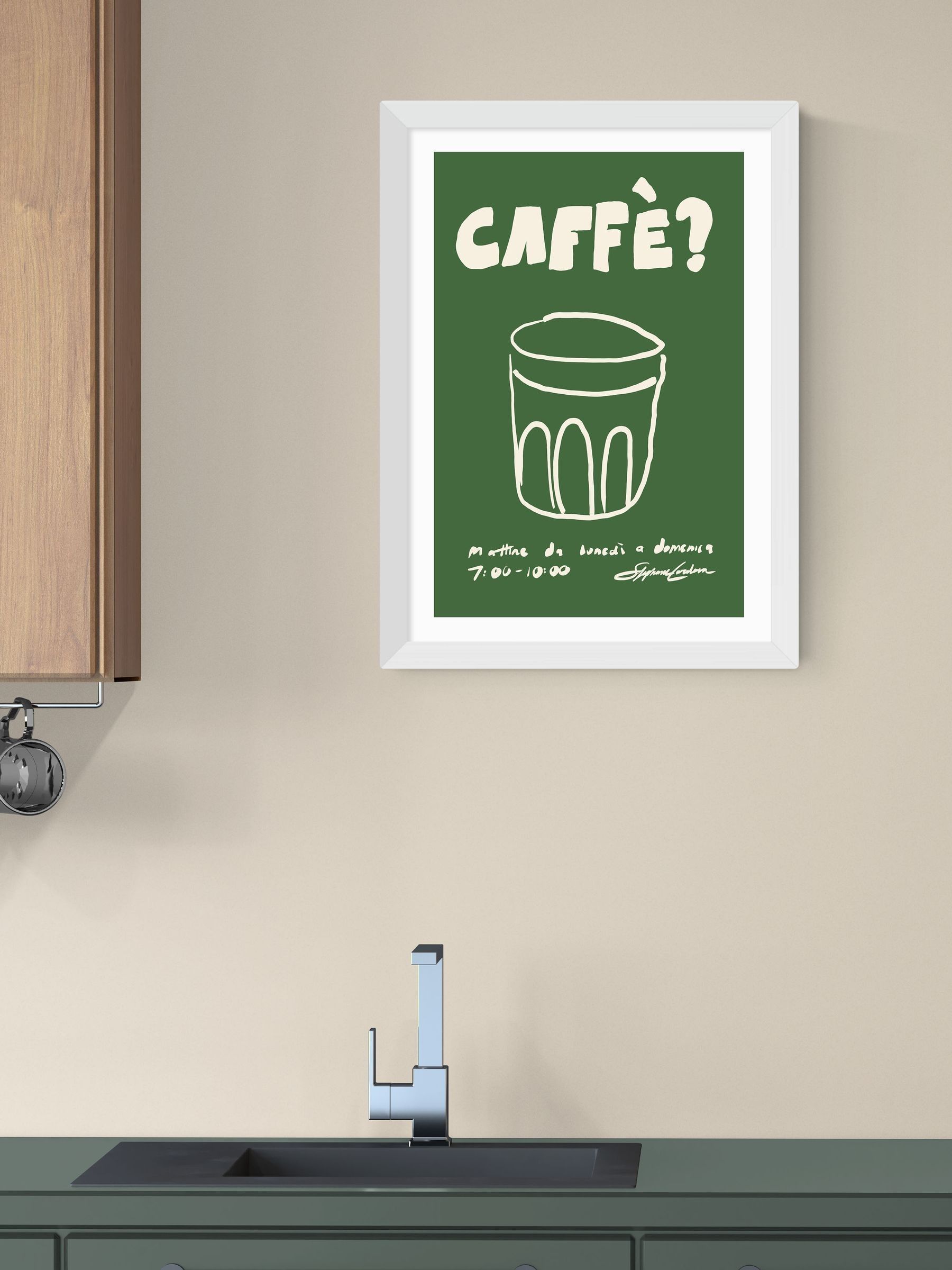 East End Prints White Caffe Wall Art Print by Stephie Cardona