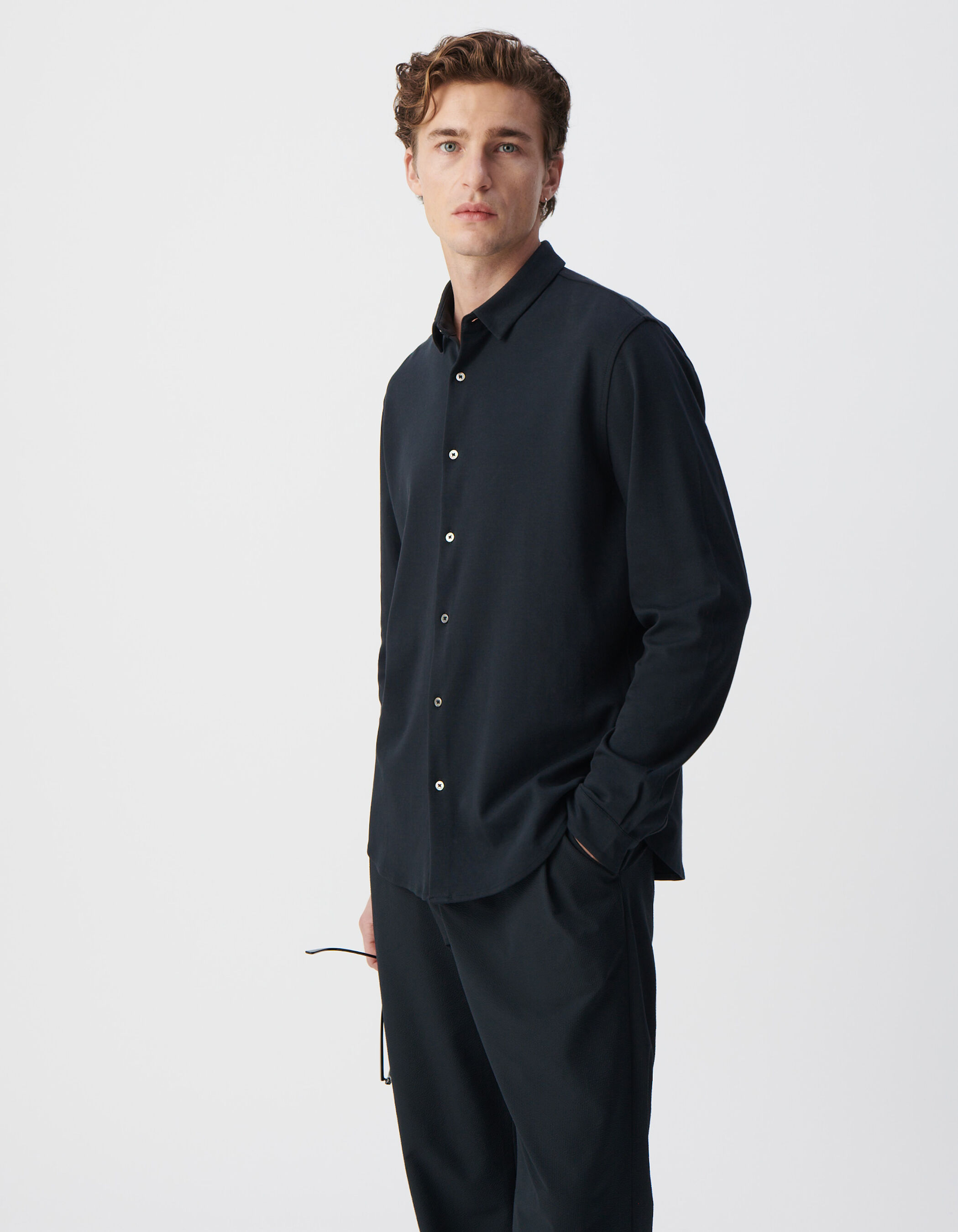 Chemise REGULAR marine manches longues Interlock Homme