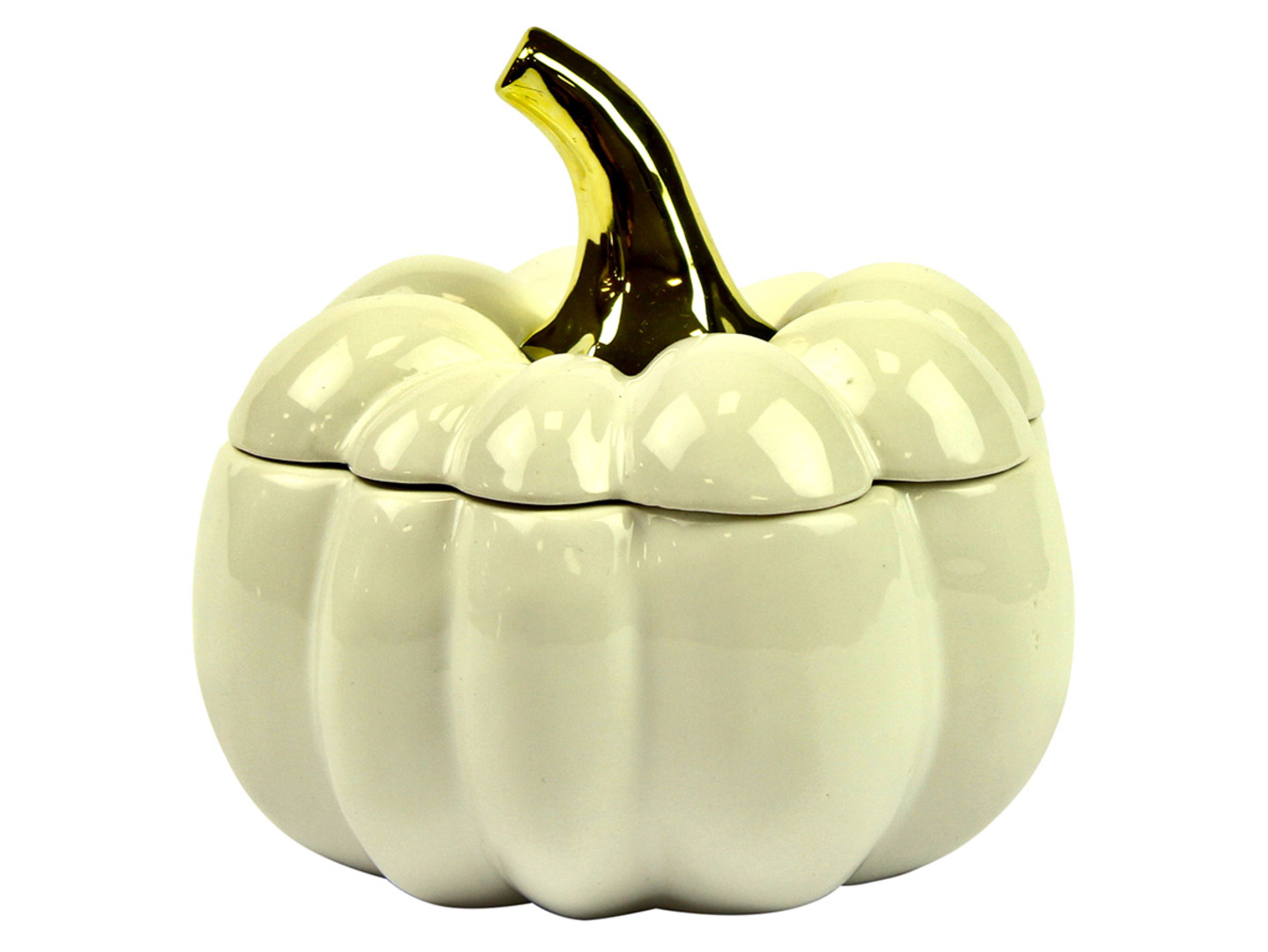 Figurka pojemnik ceramiczna Dynia 14 cm beżowa