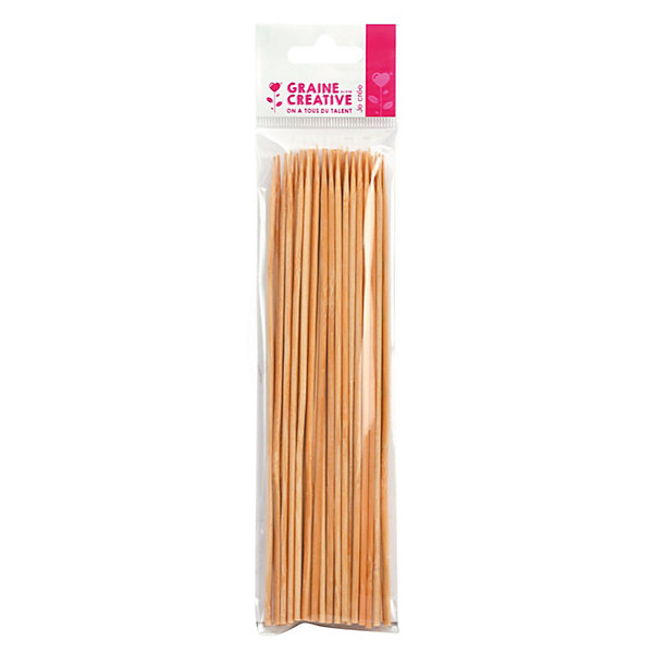 50 Bâtonnets Brochette En Bambou 20 Cm