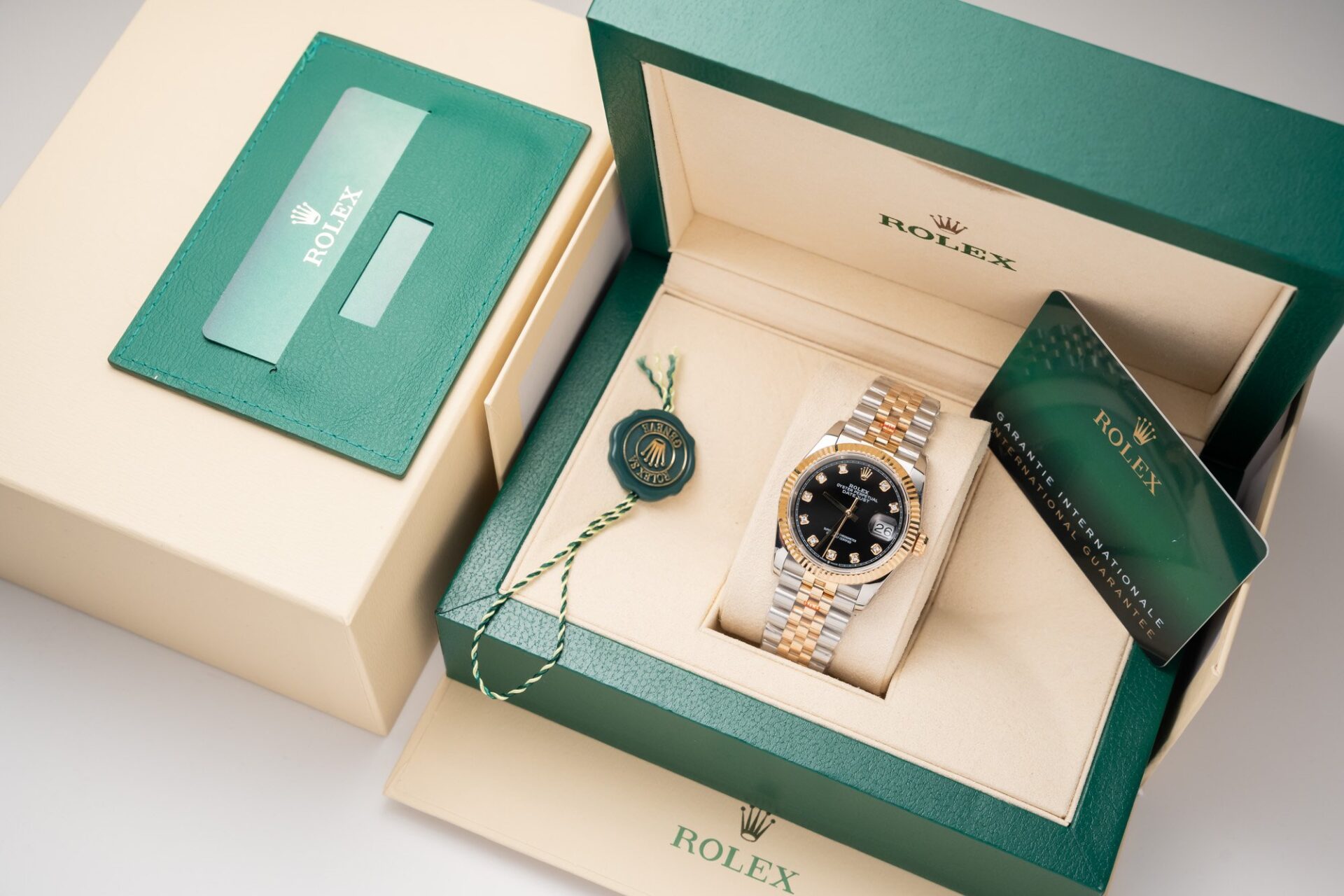 Rolex Datejust SS/RG Plated Black Dial CZ Diamonds 36mm Jub Super Clone