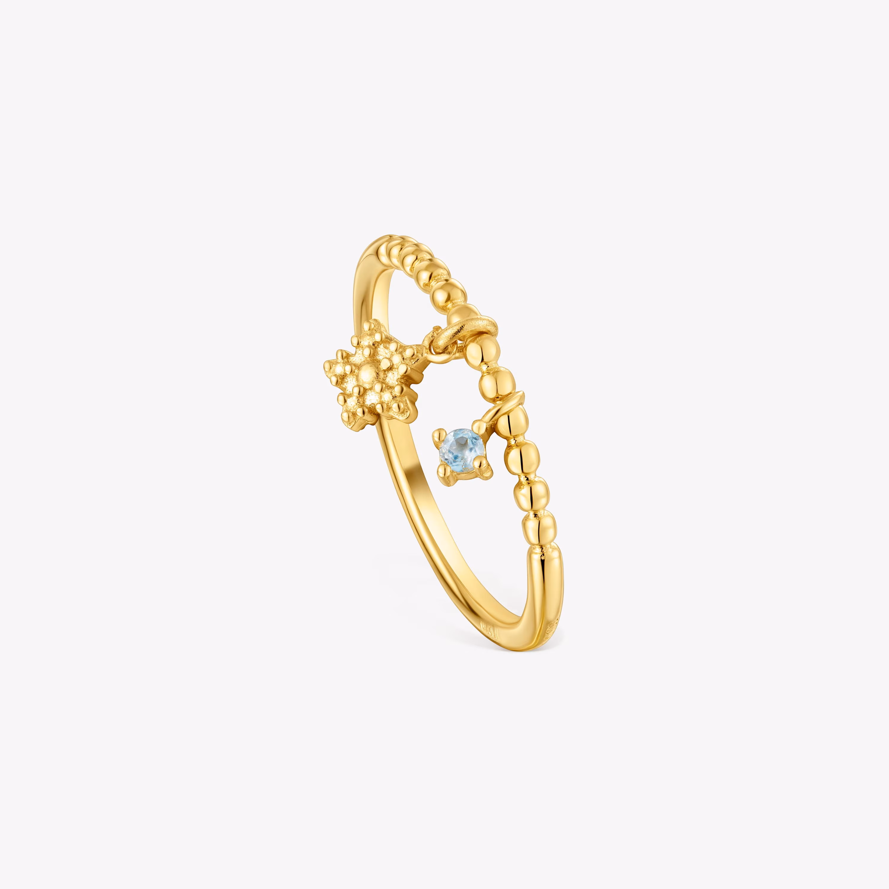 Anillo pequeño con baño de oro de 18 kt sobre plata y topacio TOUS Grain