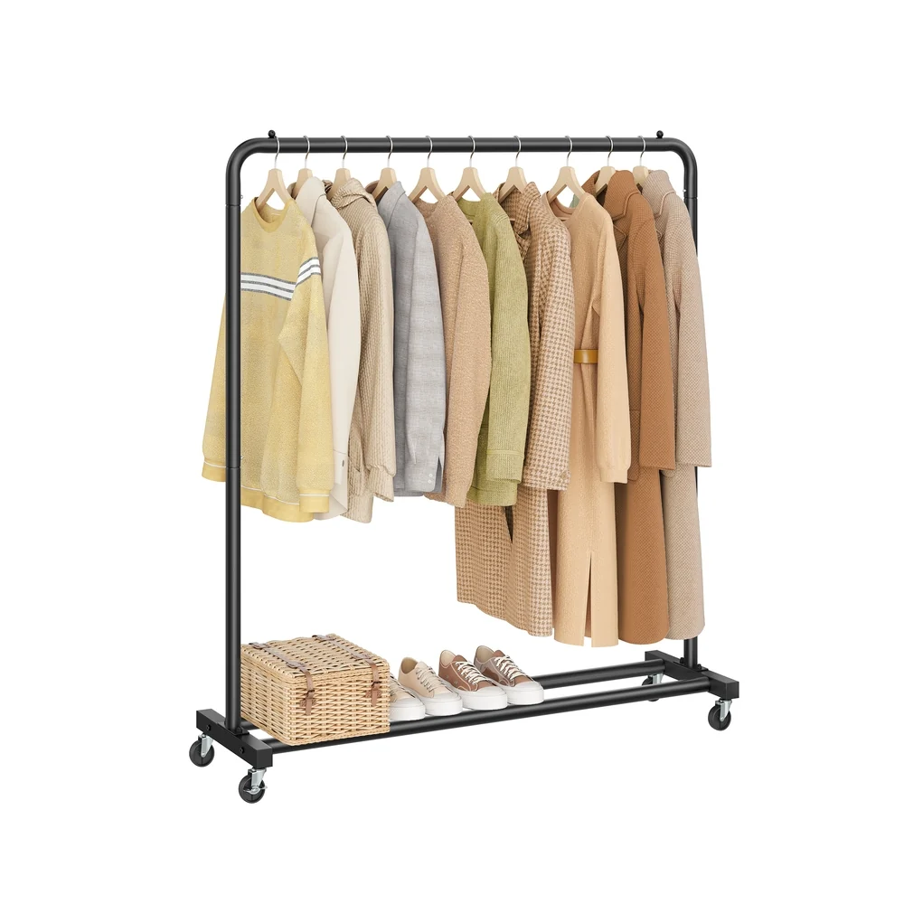 Portant à vêtements mobile avec roulettes et freins