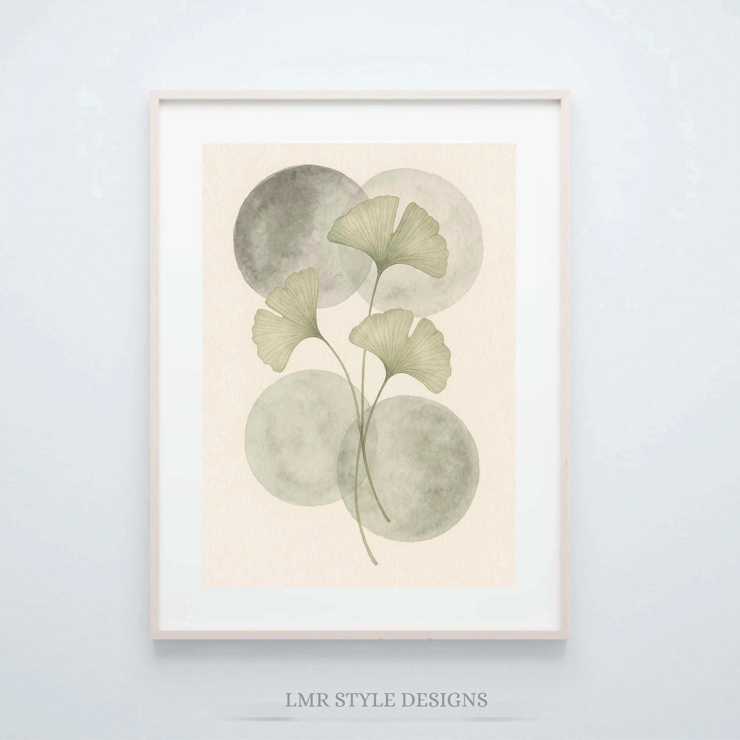 Ginkgo Serenity Wall Art | Sage Green Botanical Wall Art | Minimalist Nature Poster | Modern Zen Home Decor | Digital Download