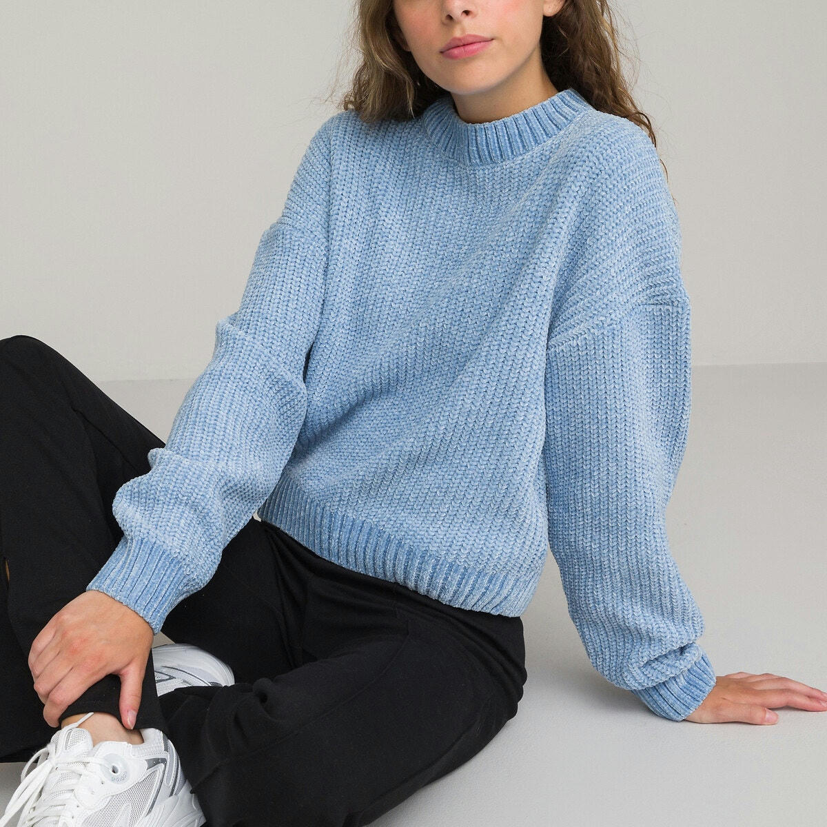 Pull col montant en grosse maille