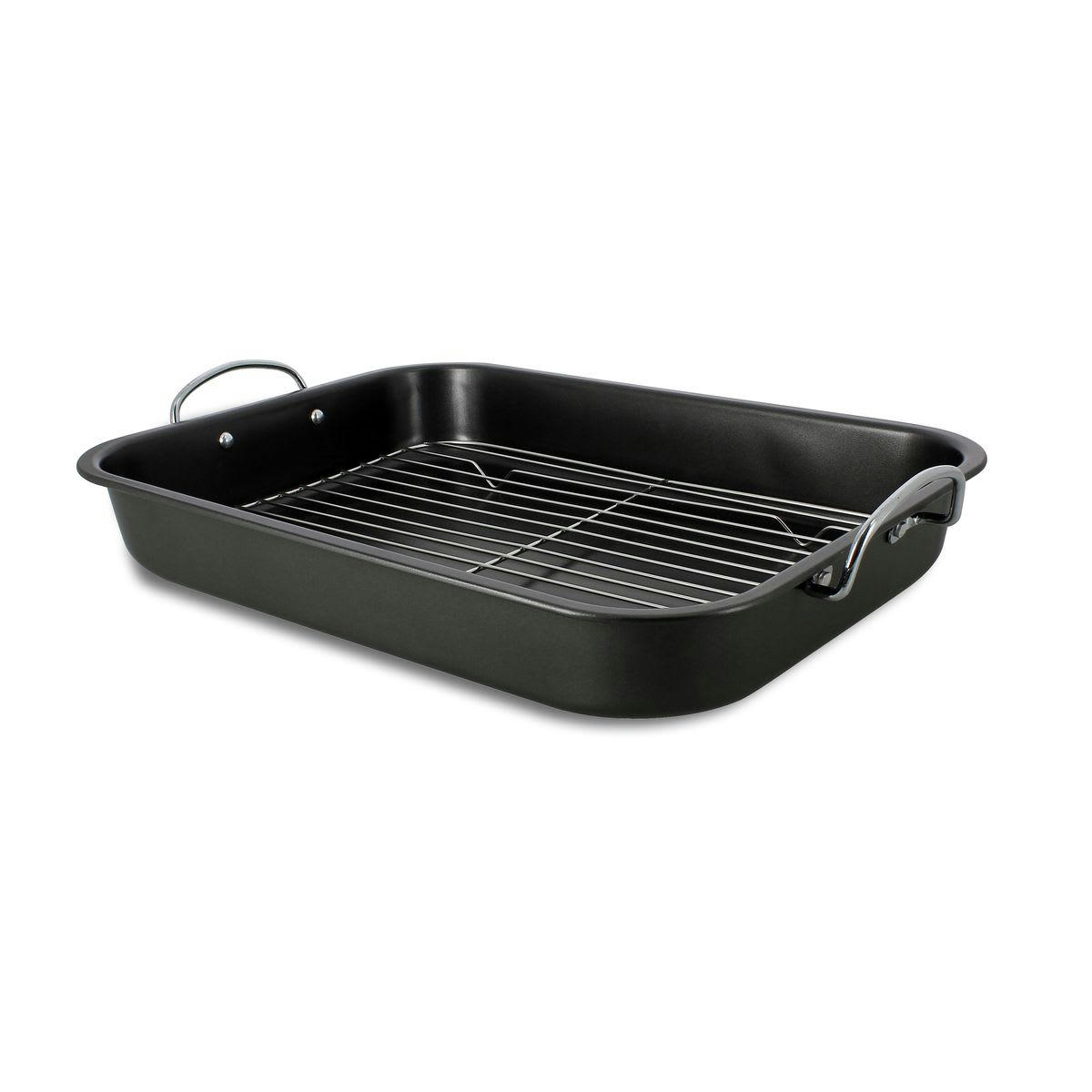 AMANDINE - Plat rôtisserie avec grille en acier carbone 43,5 x 29cm