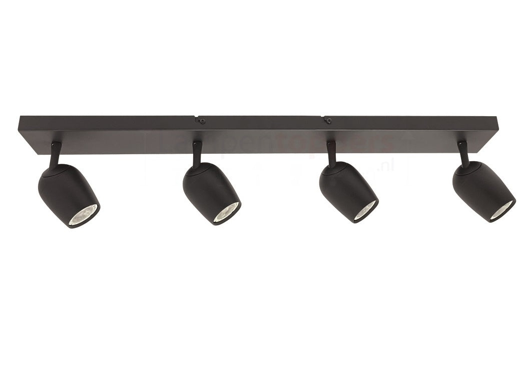 Freelight Spot Trova Zwart GU10 4-Lichts Balk