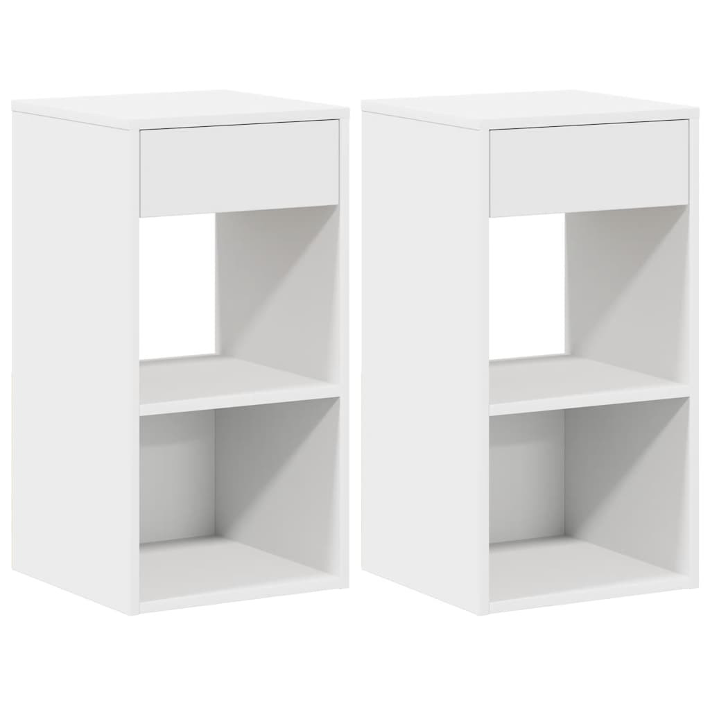 2x Szafka Nocna Biała Komoda Stolik Półka Nocna Do Sypialni 35x34x66.5 cm