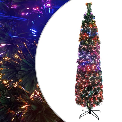 NNEVL Artificial Slim Christmas Tree with Stand 240 cm Fibre Optic