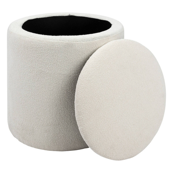 Okrągła pufa biała KAYDI boucle, Ø 35 cm
