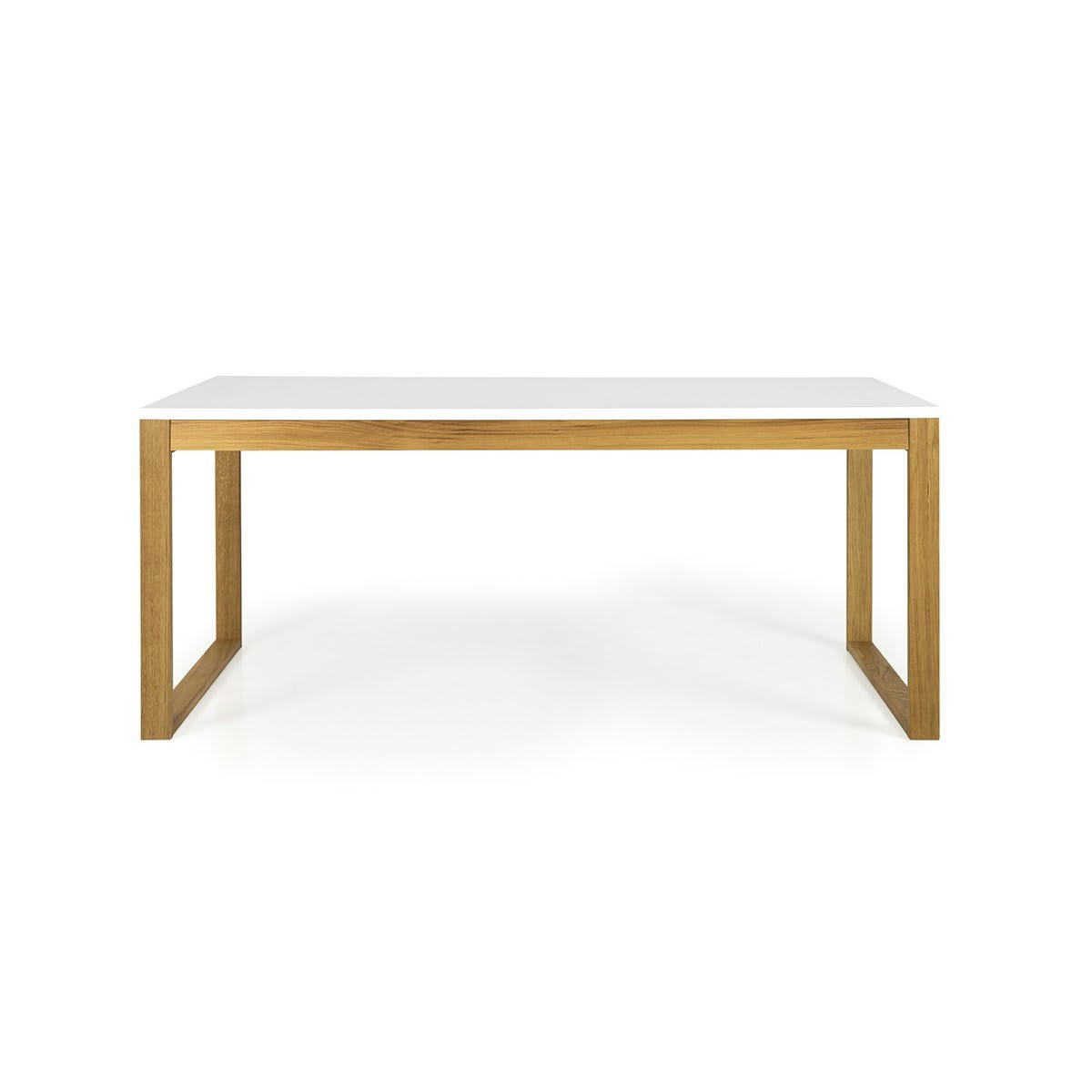 MADIA - Table à manger 180x90cm en bois plateau blanc