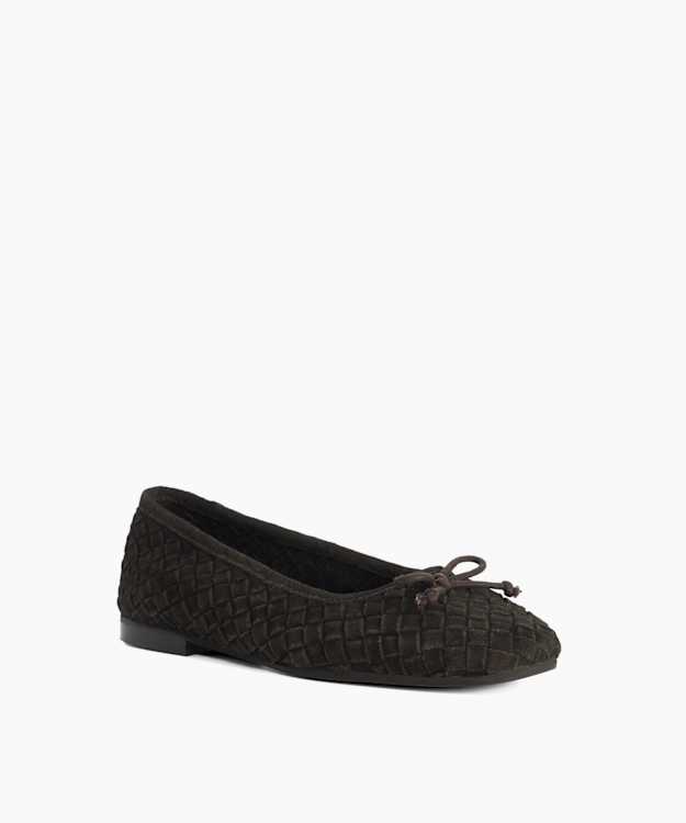 Hydros Brown - Woven Suede Ballet Flats
